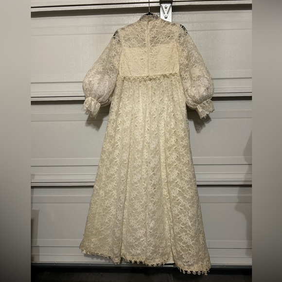 Handmade Bohemian Lace Embroidery Beading 60’s Vintage Wedding Dress Fairycore - Picture 13 of 16